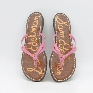 Sam Edelman Gerianne Pink and Brown Thong Sandals w Crisscross Straps Size 11